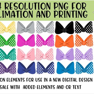 Plain And Polka Dot Bow Sublimation Element Bundle - Digital Use Allowed