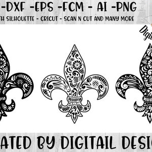 Zentangle Fleur De Lis SVG - dxf - fcm - eps - ai - png - Cut File - Silhouette - Cricut - Scan N Cut - Doodle Fleur De Lis Cut File