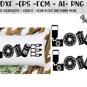 Love Photography SVG - png - dxf - eps - fcm - ai - Cut File for Silhouette, Cricut - Camera Love SVG - Photographer SVG