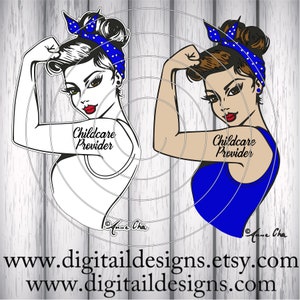 Provedora de cuidados infantis Girl Power SVG - eps - ai - dxf - Arquivo cortado - Silhueta - Cricut - Cuidados infantis Rosie SVG - Rosie, a Rebitadora