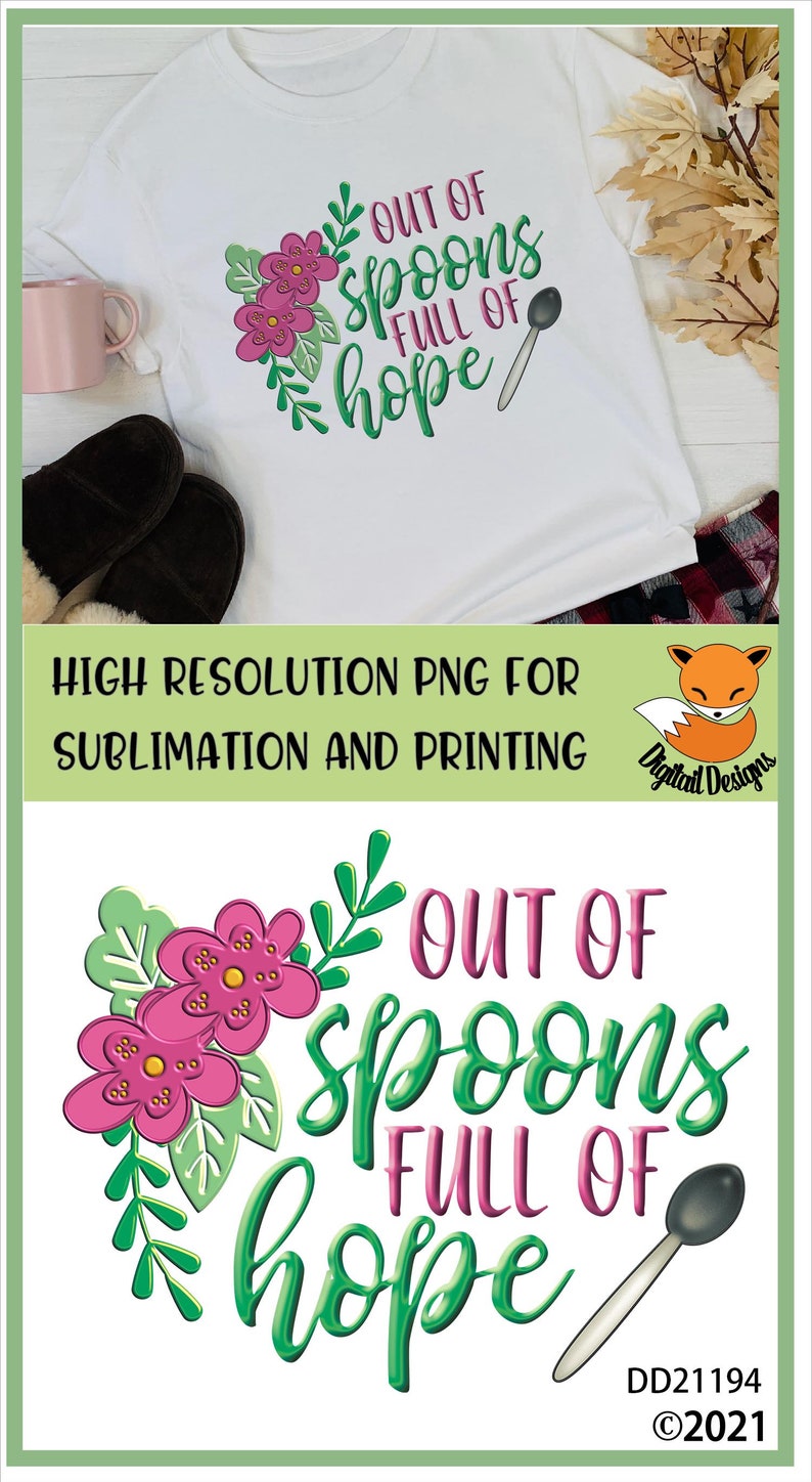 Chronic Illness Spoonie Spoon Theory Sublimation Design PNG Etsy