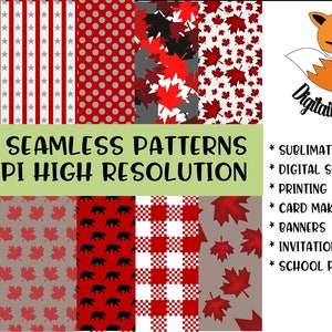 Canadian Digital Paper Pack - Instant Download - Canada Inspired Digital Paper Pack - Seamless Canadian Backgrounds