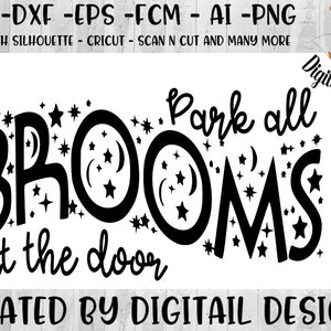 Halloween SVG - Dxf - Png - Eps - Fcm - Ai - Silhouette Cameo - val SVG - Halloween deurmat SVG - val deurmat ontwerp - bezem parking Svg