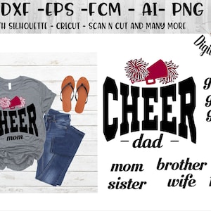 Cheer Mom SVG - dxf - eps - fcm - ai - Cheer Family Cut file - Cheer Dad SVG - Cheer Mom Cut File - Cheer Mom Design