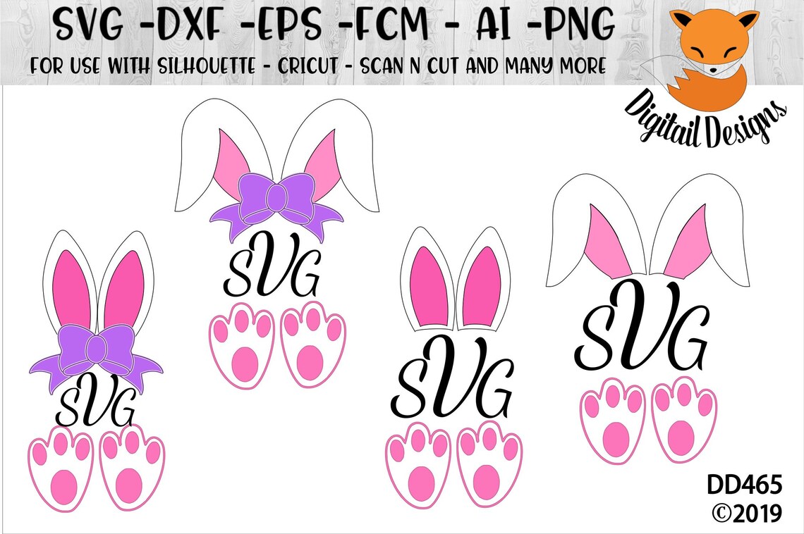 Easter Bunny Monogram SVG - Png -dxf - Eps - Ai - Fcm - Silhouette ...