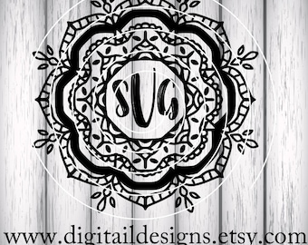 Mandala Monogram Frame SVG - png - dxf - eps - ai - fcm - Mandala Monogram SVG - Mandala SVG - Detailed Monogram