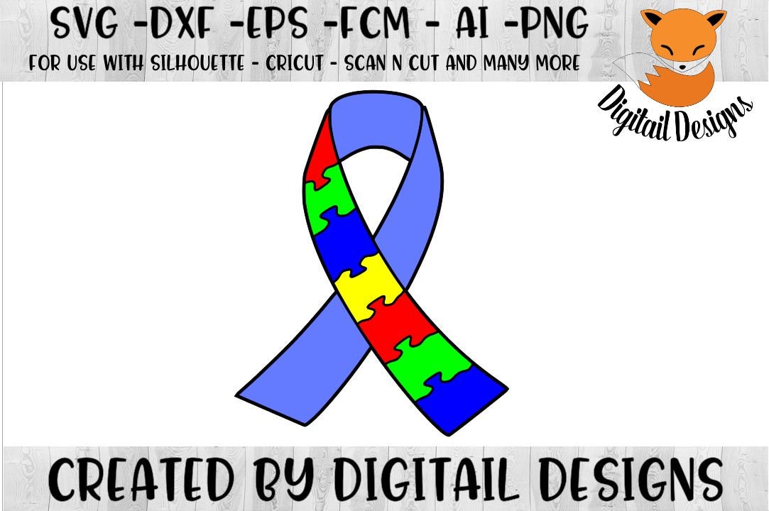 Autism Awareness Ribbon SVG png fcm eps dxf ai Cut | Etsy