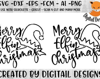 Joyeux Noël lutin SVG - Elf SVG - png - fcm - eps - dxf - ai - fichier Cut - lutin de Noël drôle de Silhouette - Cricut - svg