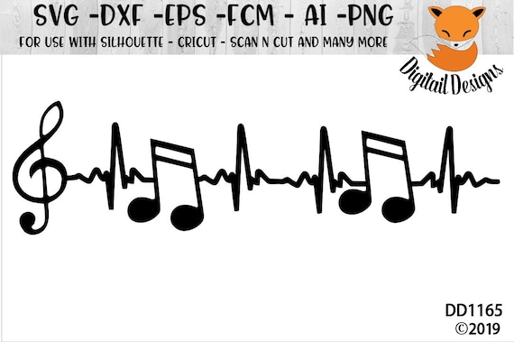 Music Ekg Svg Png Dxf Fcm Eps Ai Music Heartbeat Etsy
