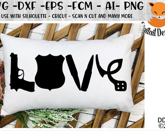 Police Love Word Art SVG - png - dxf - eps - fcm - ai - Law Enforcement SVG - Police Wife SVG - First Responder - Cop Cut File