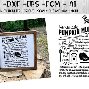 Pumpkin Muffin Recipe  SVG - Dxf - Png - Eps - Fcm - Ai - Silhouette Cameo - Fall SVG - Autumn SVG - Subway Design - Pumpkin Svg