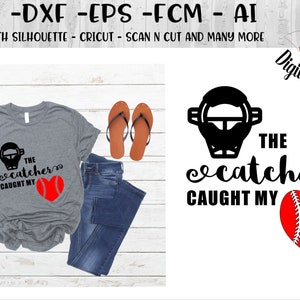 Baseball Catcher SVG - png - dxf - eps - fcm - ai - Catcher SVG -  Baseball SVG - Baseball Word Art - Catcher Stole My Heart