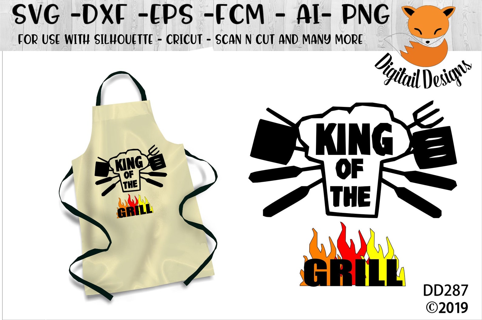King of the Grill SVG dxf png eps fcm ai Cut file | Etsy
