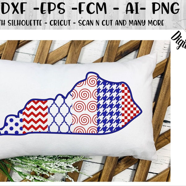 Kentucky Patchwork State SVG - png - dxf - eps - fcm - ai - Kentucky Quilt SVG - Kentucky Cut File - Patchwork State - Sublimation