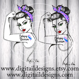 Official Girl Power Epilepsy SVG - eps - ai - dxf - Cut file - Silhouette - Cricut - ScanNCut - Rosie SVG - Rosie Riveter Epilepsy Warrior