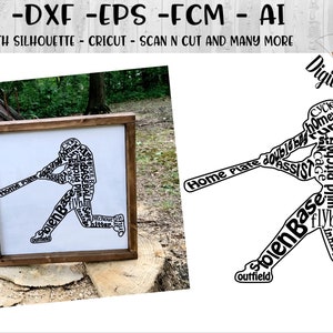 Baseball Word Art svg, png, dxf, eps, fcm and ai Cut file batter Wordart. Baseball SVG Baseball cut file