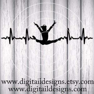 Gymnastics EKG SVG - dxf - eps - fcm - ai - png - Cut file - Silhouette - Cricut - Scan N Cut - Gymnast EKG - Gymnast Heartbeat svg