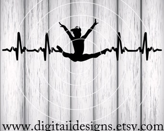 Gymnastics EKG SVG - dxf - eps - fcm - ai - png - Cut file - Silhouette - Cricut - Scan N Cut - Gymnast EKG - Gymnast Heartbeat svg
