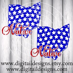 Ohio Patriotic SVG  - png - fcm - eps - dxf - ai - Cut File - Silhouette - Cricut - Scan N Cut -  State of Ohio SVG - Ohio Native SVG