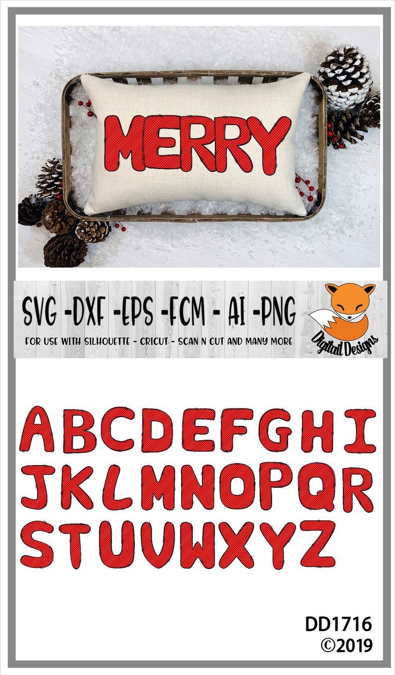 Instant Download Alphabet PNG Sublimation Letters Christmas Doodle Alphabet Letters Sublimation PNG Red Stripe Letters PNG