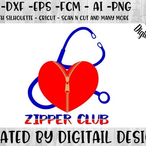 Congenital Heart Defect Zipper Club svg - png - dxf - eps - fcm - ai Cut file for Silhouette - Cricut - CHD Awareness SVG