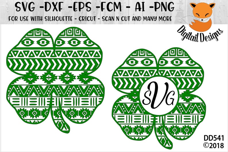 Download Aztec Shamrock Monogram Frame SVG png fcm eps dxf ai | Etsy
