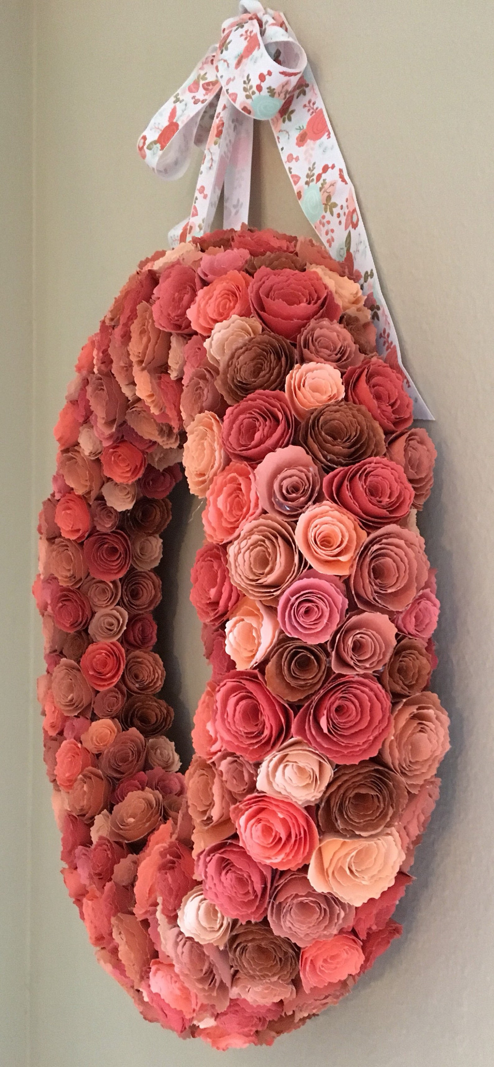 Paper Flower Wreath/coral Paper Flower Wreath/sandy Coral Etsy