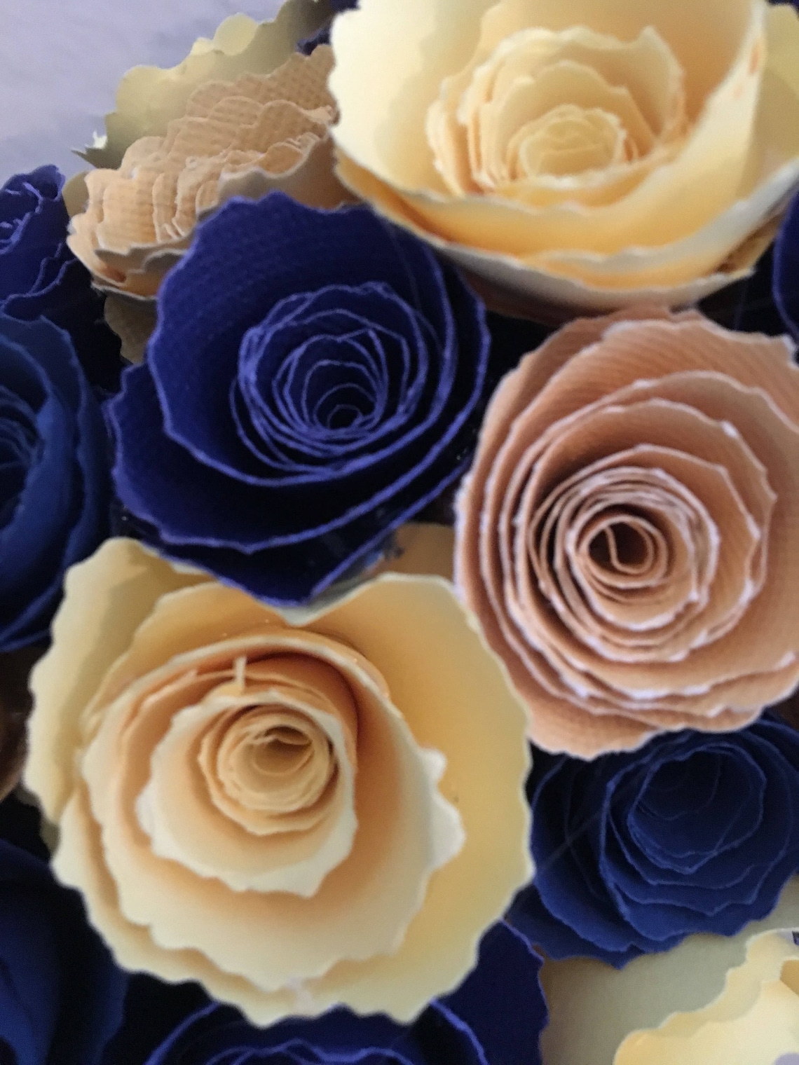 Yellow paper flowers/indigo blue paper flowers/light yellow Etsy