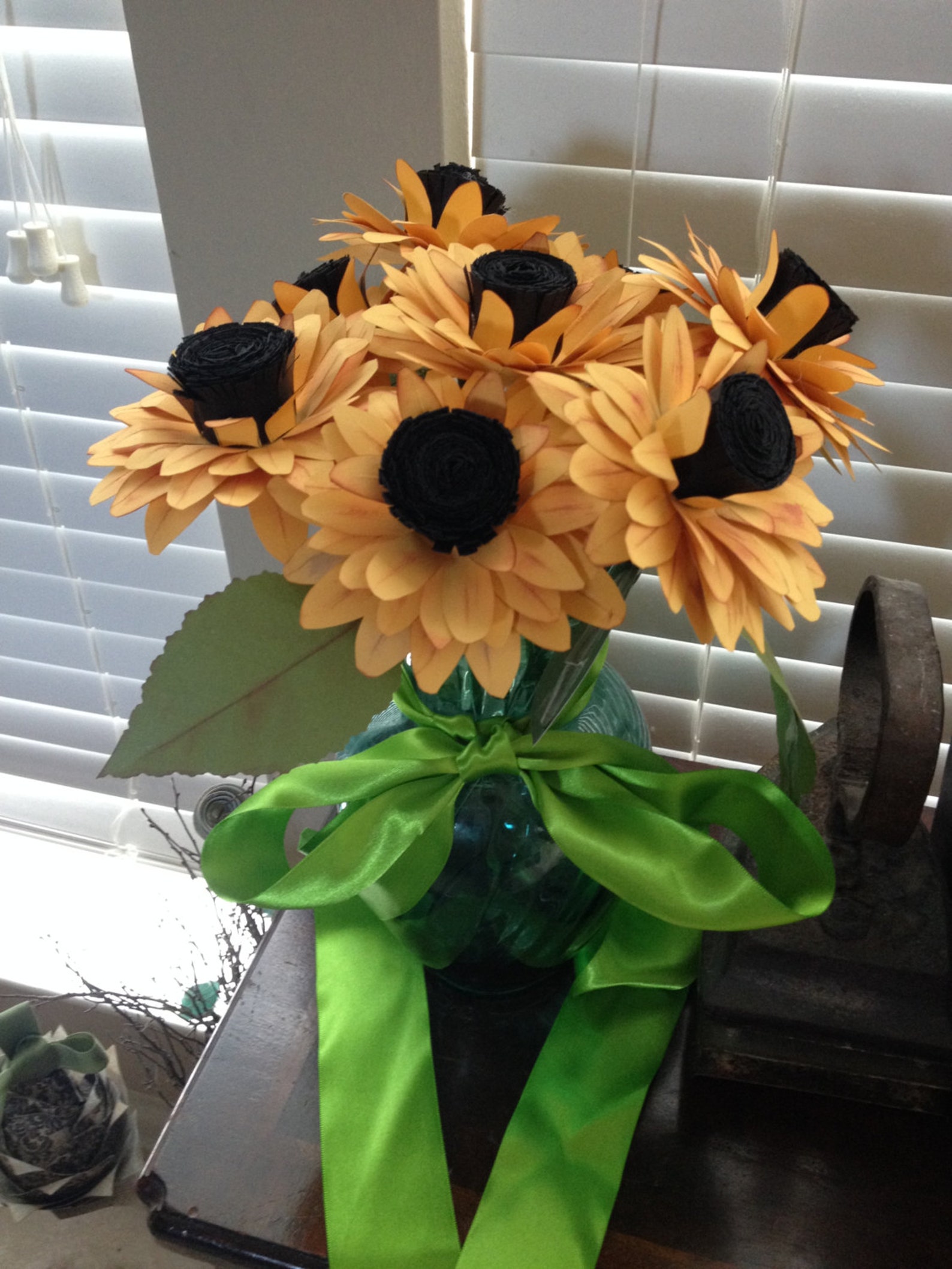 Paper Flowers/paper Sunflowers/yellow Paper Flowers/black Etsy