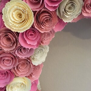 Paper heart wreath/large paper heart/pink paper flowers/cream paper flowers/butter cream paper flowers/paper heart decor/large paper flowers image 6