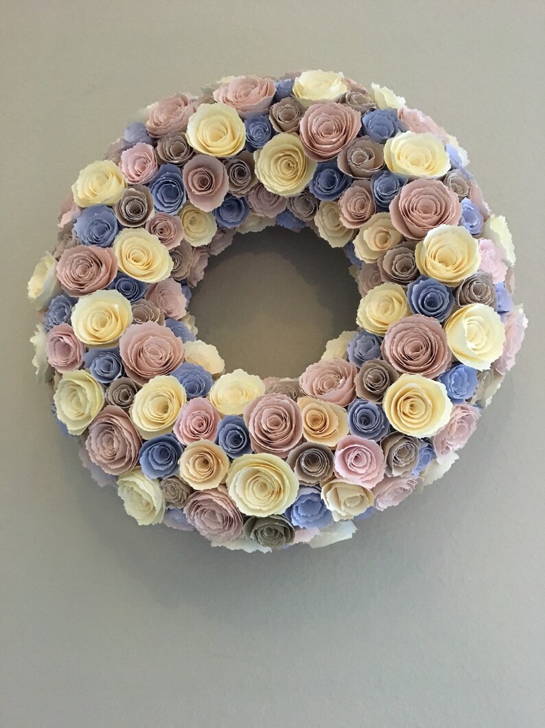 Paper Flower Wreath/yellow Paper Flowers/rose Paper Etsy