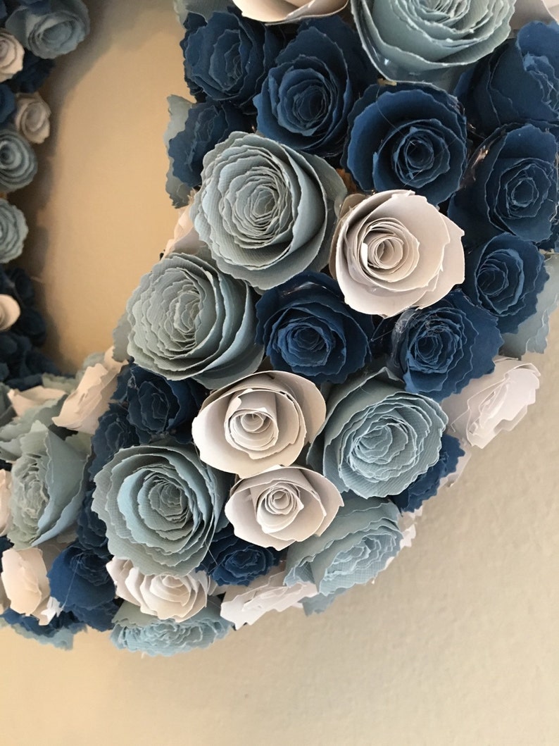 Paperflowers/blue Paper Flowers/nautical Blue Wreath/bluebell Etsy