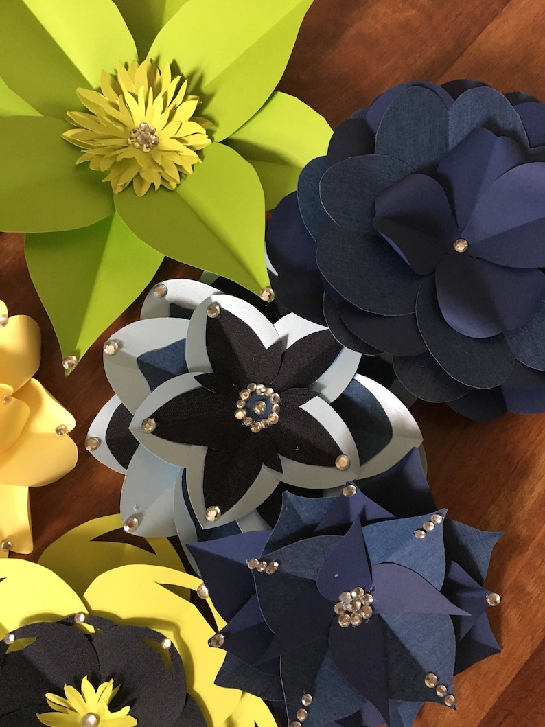 Yellow Paper Flowers/green Paper Flowers/blue Paper Etsy