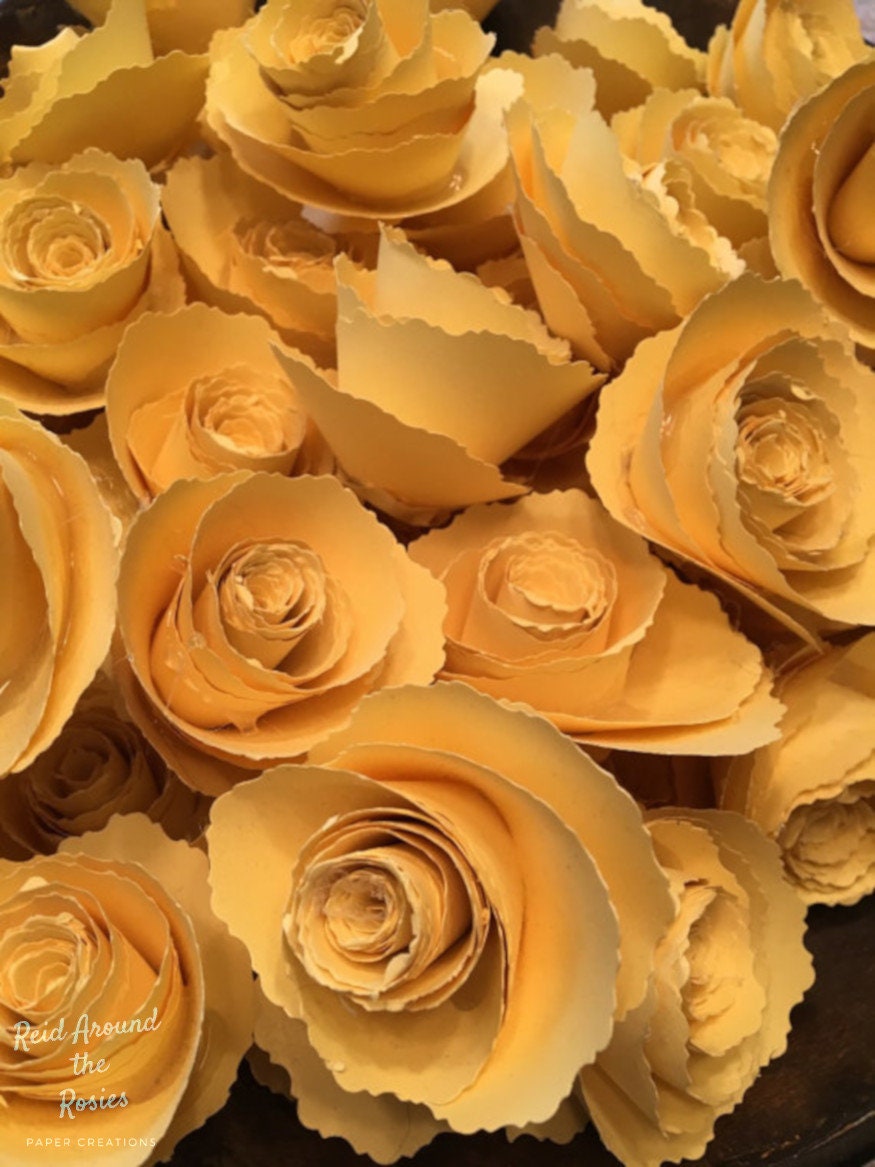 Paper flowers/Large yellow paper roses DIY/large paper | Etsy