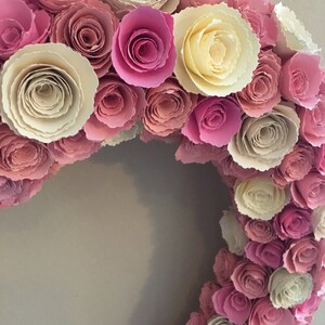 Paper heart wreath/large paper heart/pink paper flowers/cream paper flowers/butter cream paper flowers/paper heart decor/large paper flowers image 10