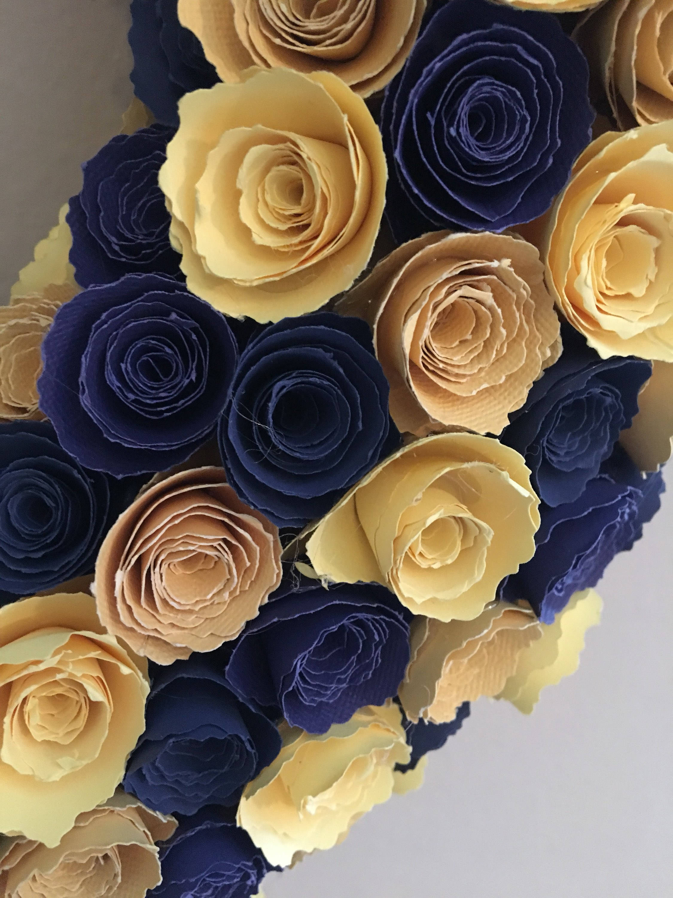 Yellow paper flowers/indigo blue paper flowers/light yellow Etsy
