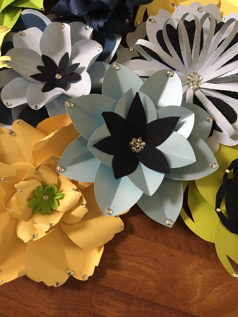 Yellow Paper Flowers/green Paper Flowers/blue Paper Etsy