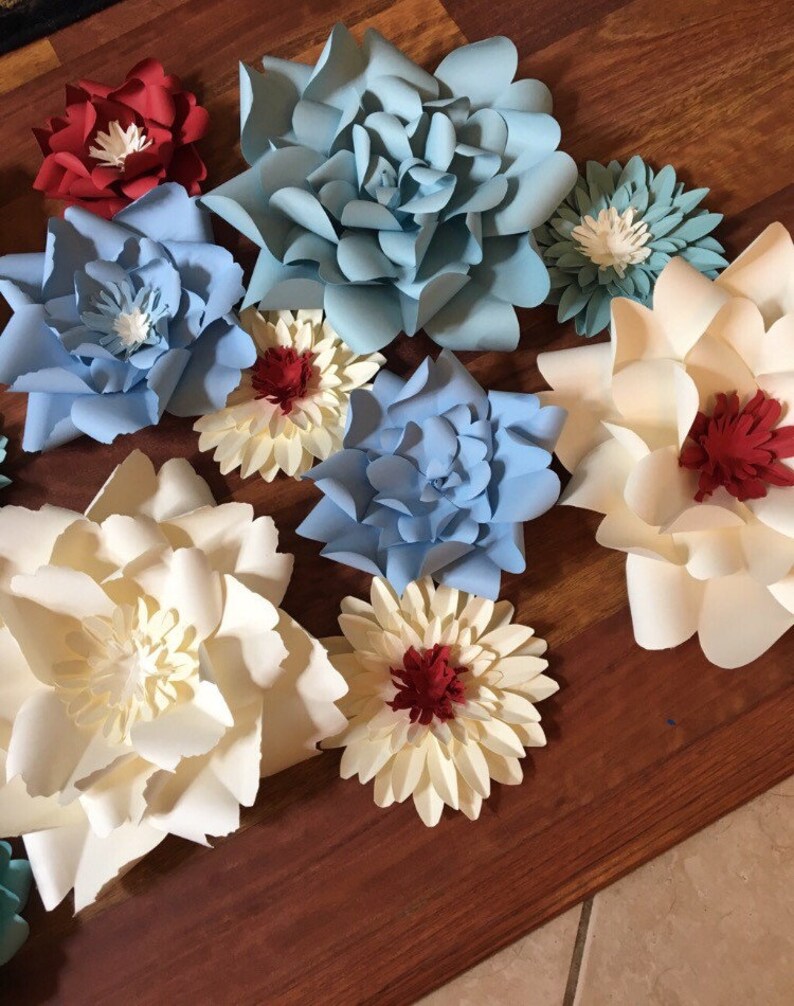 Paper Flowers /large Blue Paper Flowers/large Ivory Paper Etsy
