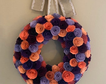 Paper flowers/peach paper flowers/purple paper flowers/lavender paper flowers/orange paper flowers/paper flower wreath/coral paper flowers