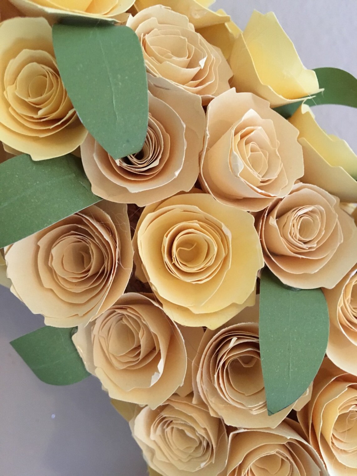 Paper Flowers/yellow Paper Flowers/green Paper Leaves/paper Etsy