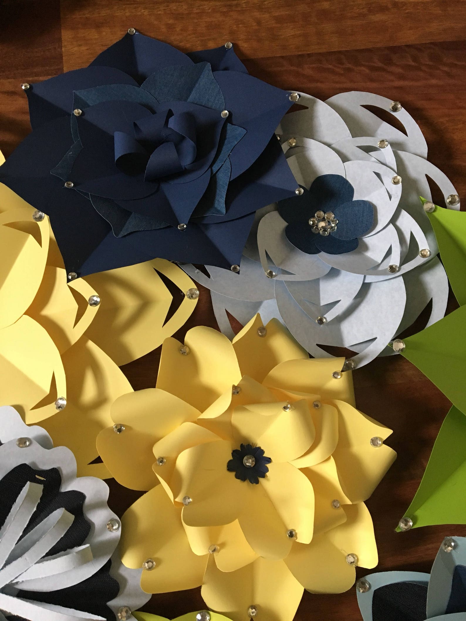 Yellow Paper Flowers/green Paper Flowers/blue Paper Etsy