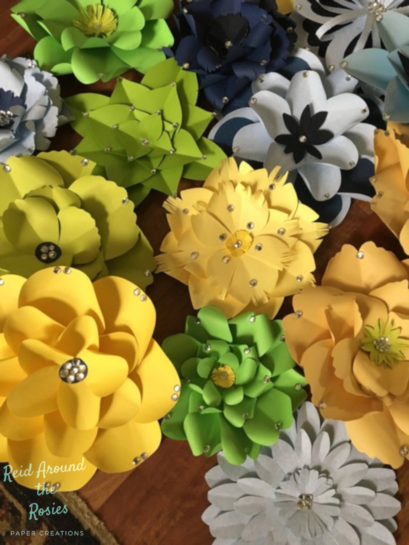 Yellow Paper Flowers/green Paper Flowers/blue Paper Etsy