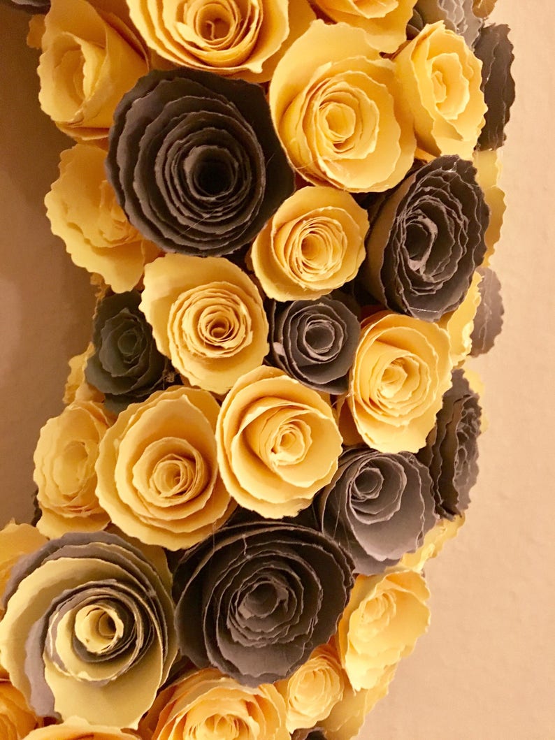 Paper Flowers/yellow Paper Flowers/gray Paper Flowers/yellow Etsy