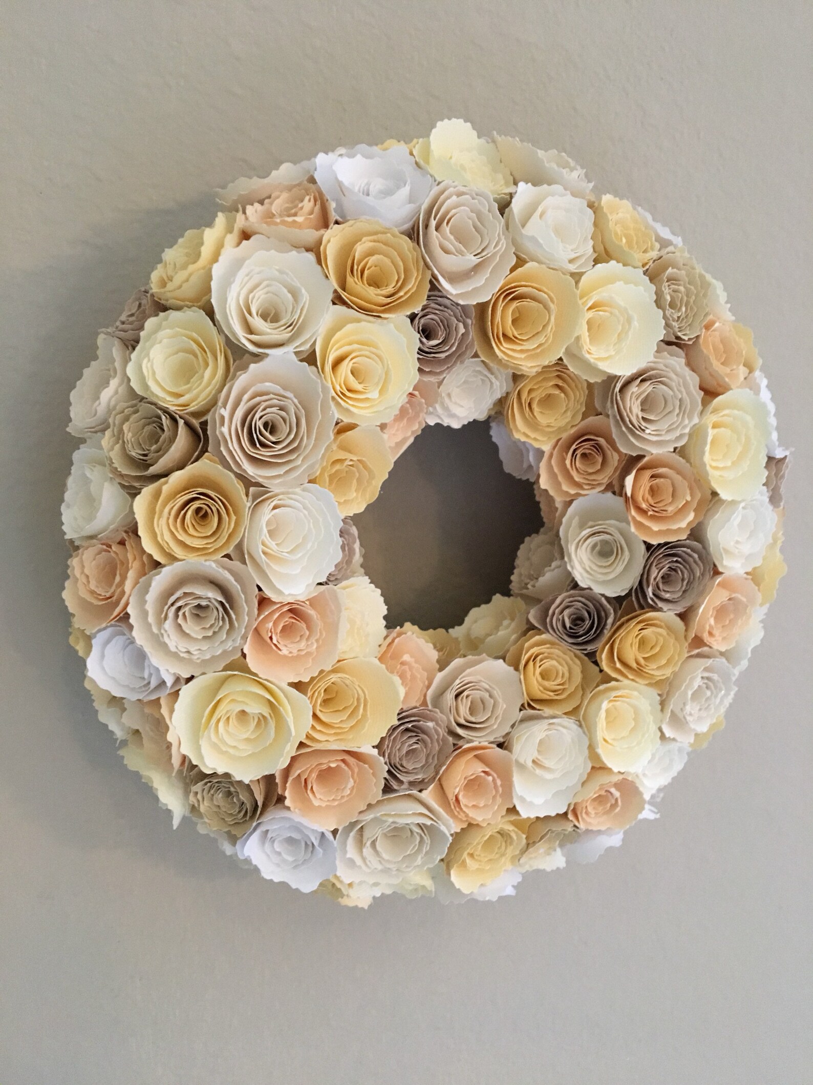 Paper Flower Wreath/cream Paper Flowers/white Paper Etsy