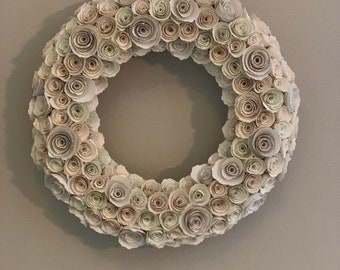 Paper flowers/paper flower wreath/cream paper flowers/ivory paper flowers/off white paper flowers/large paper flowers/paper flower decor