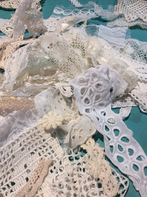 Lace Bits Lot 50 Small Pieces White Cream Vintage Lace Ribbon Trim for Making Doll Clothes Slow Stitch Journals Kids Crafts Etsy Canada