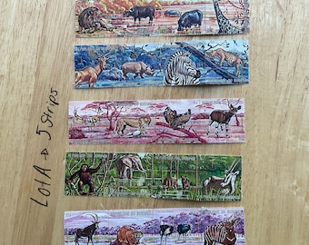 Burundi African wild animals postal stamps strips set for crafts collection republic du Burundi east Africa cheeta hippo deer zebra boar ape
