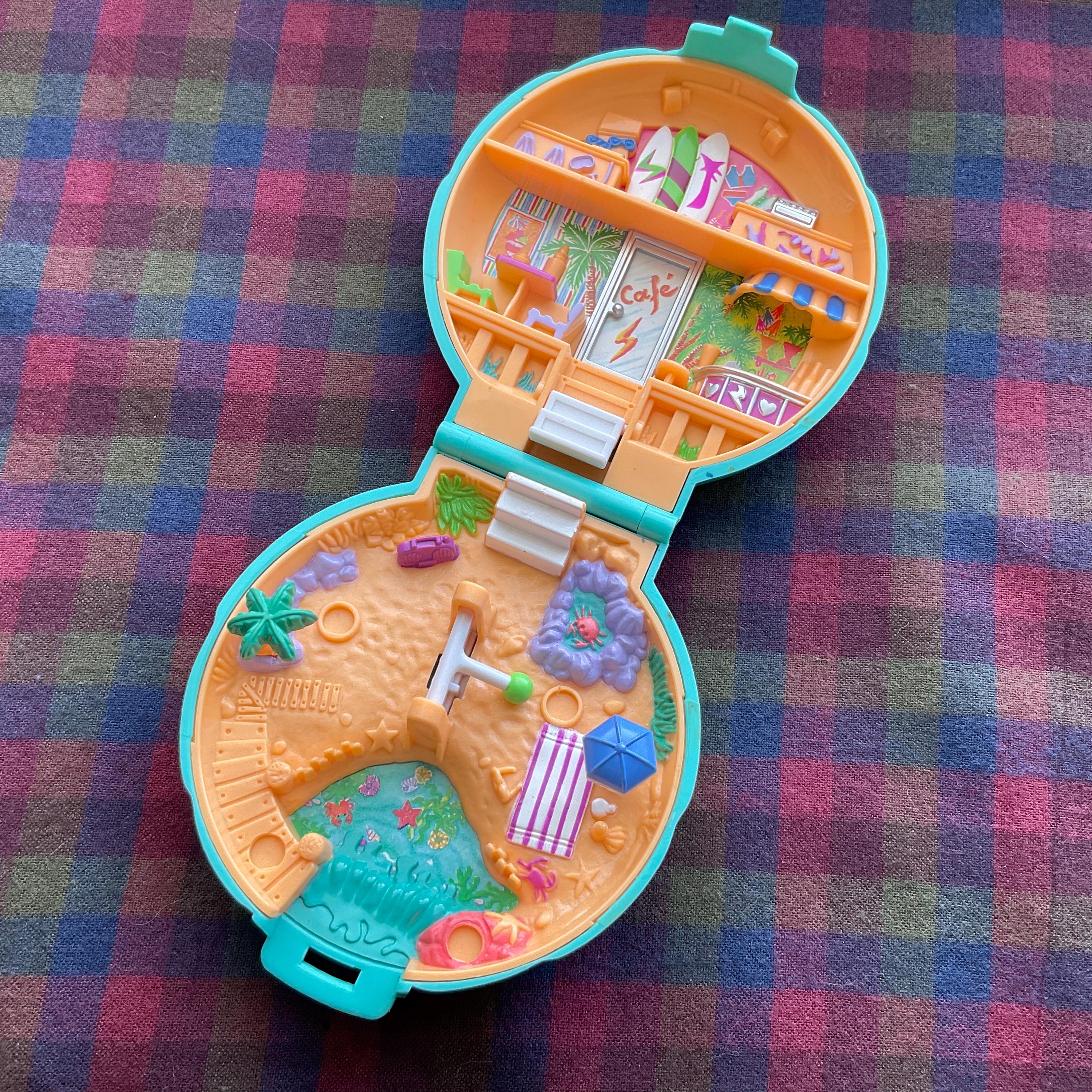 Polly Pocket Beach Party Compact: 1989 Green Teal Shell No Doll