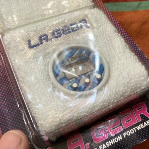 LA Gear unstoppable digital sport watch vintage 90s on wrist sweat band for exercise running cycling in original package 80s fitness image 5