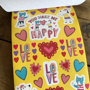 Livre d'autocollants pour la Saint-Valentin, coeurs de licorne brillants, vous me rendez heureux, amour, chat et chien, 325 autocollants, travaux manuels scolaires, cartes d'art de la Saint-Valentin